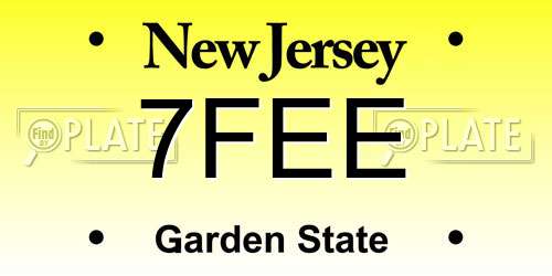 7FEE New Jersey License Plate