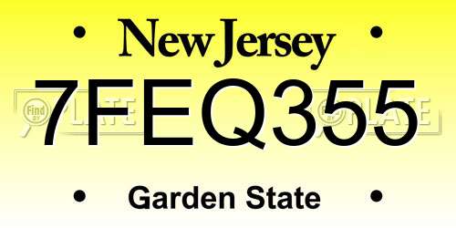 7FEQ355 New Jersey License Plate