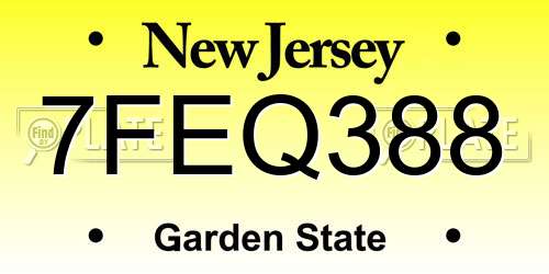 7FEQ388 New Jersey License Plate