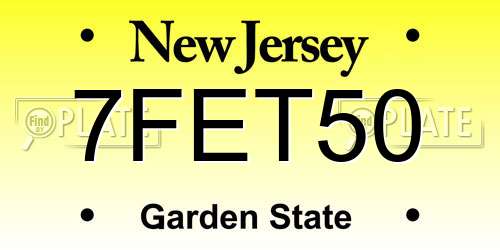 7FET50 New Jersey License Plate