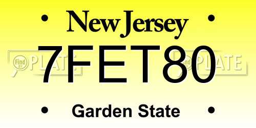 7FET80 New Jersey License Plate