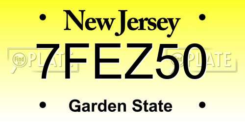 7FEZ50 New Jersey License Plate