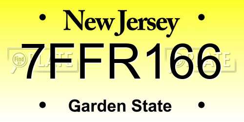 7FFR166 New Jersey License Plate