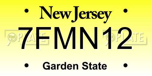 7FMN12 New Jersey License Plate