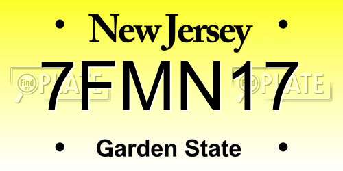7FMN17 New Jersey License Plate