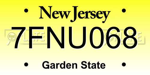 7FNU068 New Jersey License Plate