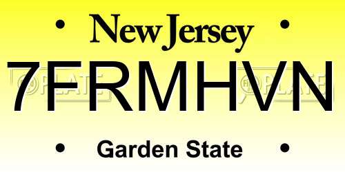 7FRMHVN New Jersey License Plate