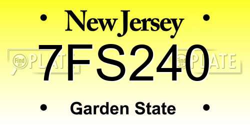 7FS240 New Jersey License Plate
