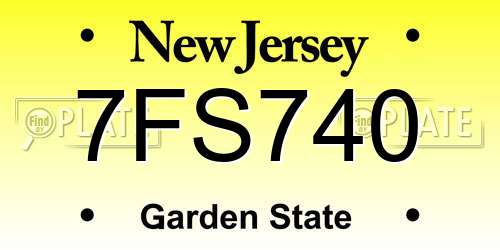 7FS740 New Jersey License Plate