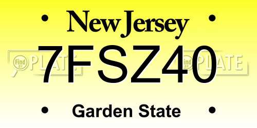 7FSZ40 New Jersey License Plate
