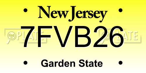 7FVB26 New Jersey License Plate