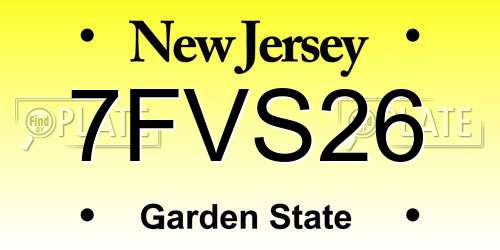 7FVS26 New Jersey License Plate