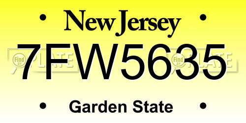 7FW5635 New Jersey License Plate