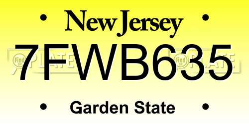 7FWB635 New Jersey License Plate