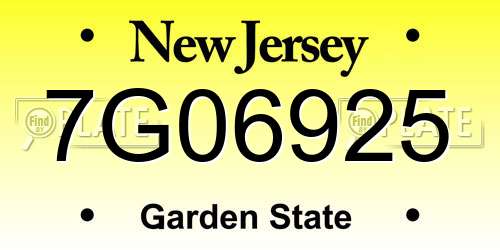 7G06925 New Jersey License Plate