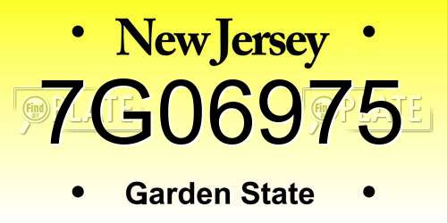 7G06975 New Jersey License Plate