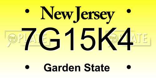7G15K4 New Jersey License Plate