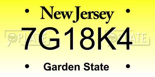 7G18K4 New Jersey License Plate