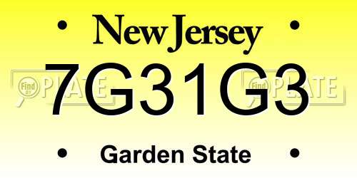 7G31G3 New Jersey License Plate