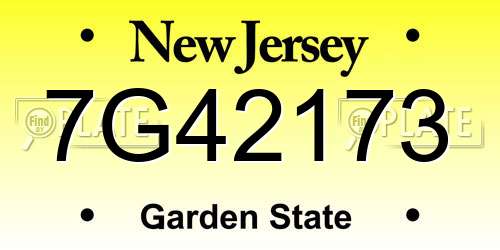 7G42173 New Jersey License Plate
