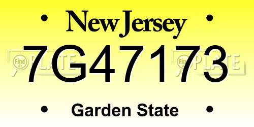 7G47173 New Jersey License Plate