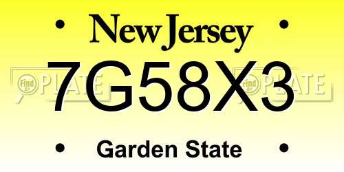 7G58X3 New Jersey License Plate