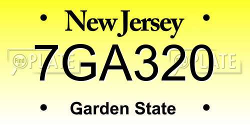 7GA320 New Jersey License Plate