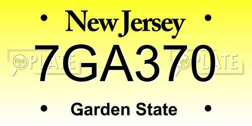 7GA370 New Jersey License Plate