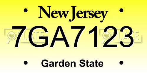 7GA7123 New Jersey License Plate