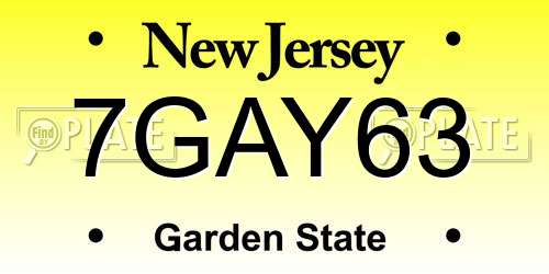 7GAY63 New Jersey License Plate
