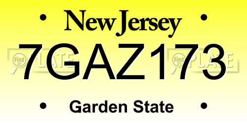 7GAZ173 New Jersey License Plate