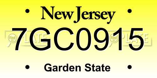 7GC0915 New Jersey License Plate