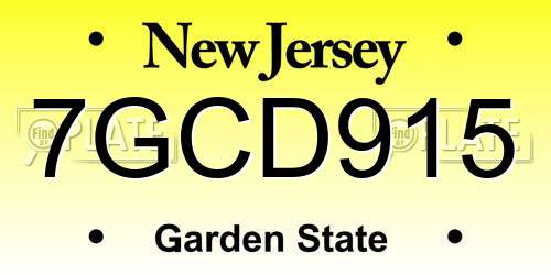 7GCD915 New Jersey License Plate