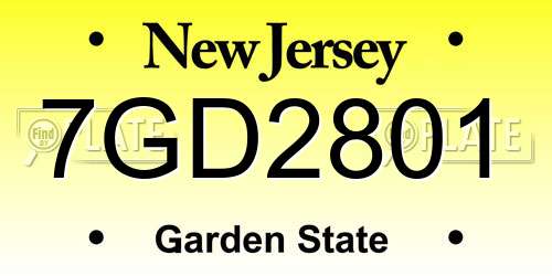 7GD2801 New Jersey License Plate