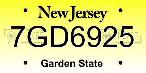 7GD6925 New Jersey License Plate