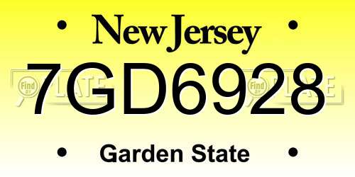 7GD6928 New Jersey License Plate