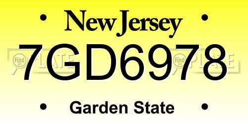 7GD6978 New Jersey License Plate