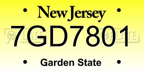 7GD7801 New Jersey License Plate