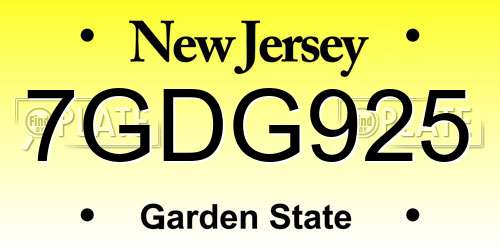 7GDG925 New Jersey License Plate