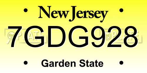 7GDG928 New Jersey License Plate