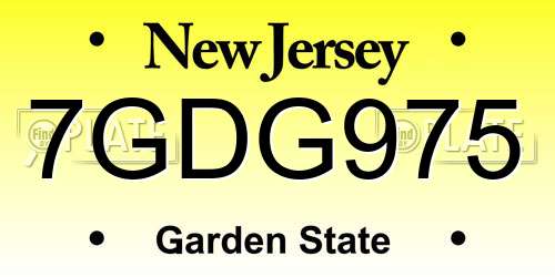 7GDG975 New Jersey License Plate