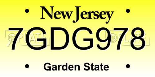 7GDG978 New Jersey License Plate