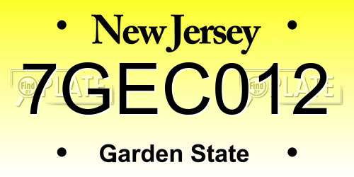 7GEC012 New Jersey License Plate
