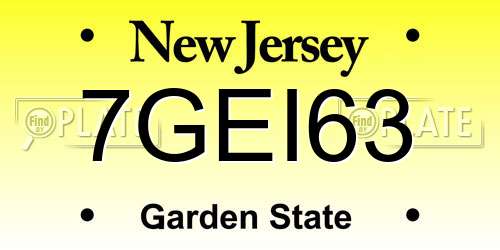 7GEI63 New Jersey License Plate