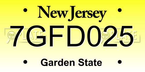 7GFD025 New Jersey License Plate