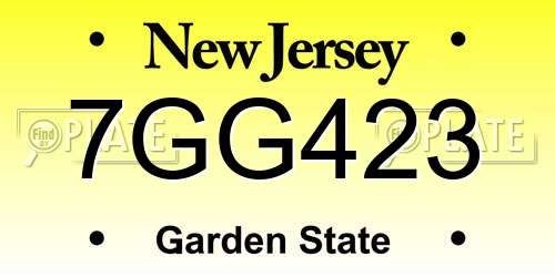 7GG423 New Jersey License Plate