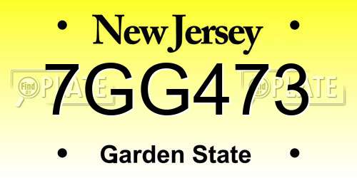 7GG473 New Jersey License Plate
