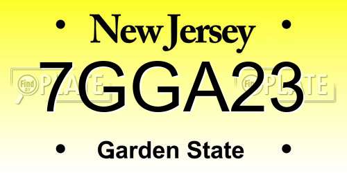 7GGA23 New Jersey License Plate