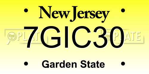 7GIC30 New Jersey License Plate