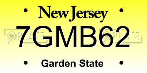 7GMB62 New Jersey License Plate